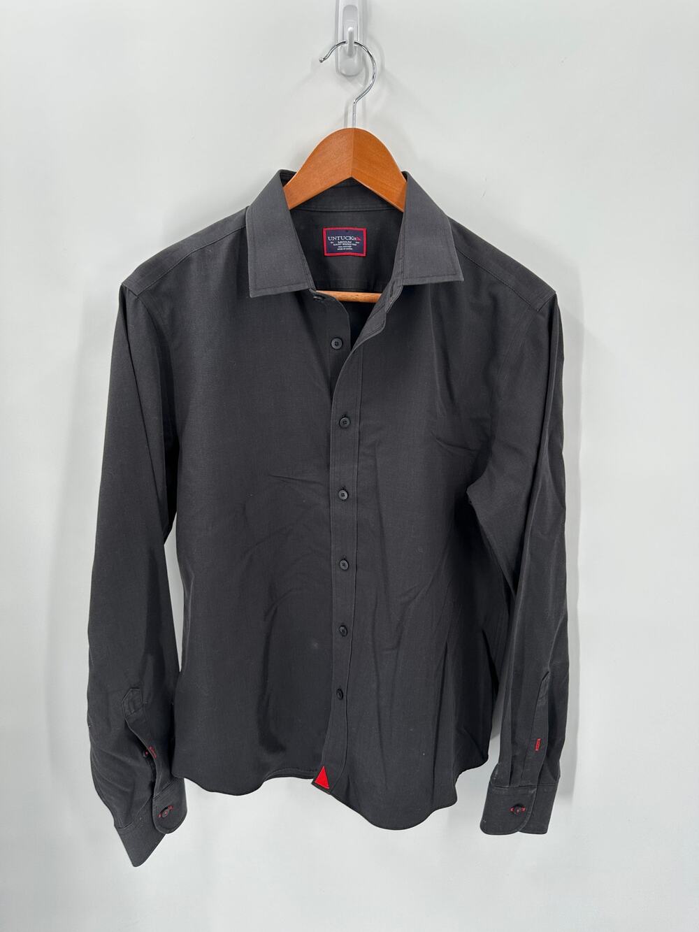 UNTUCKIT Solid Black Stone 100% Cotton Button Down Shirt // M - Picture 1 of 8